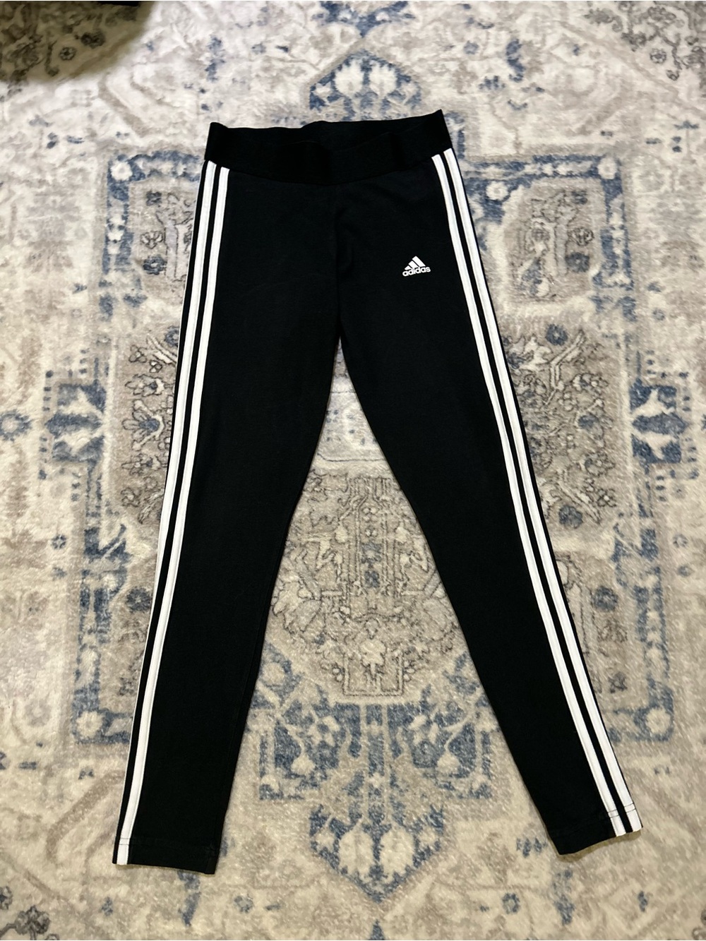 adidas Black Performance Leggings with White Side Stripes
